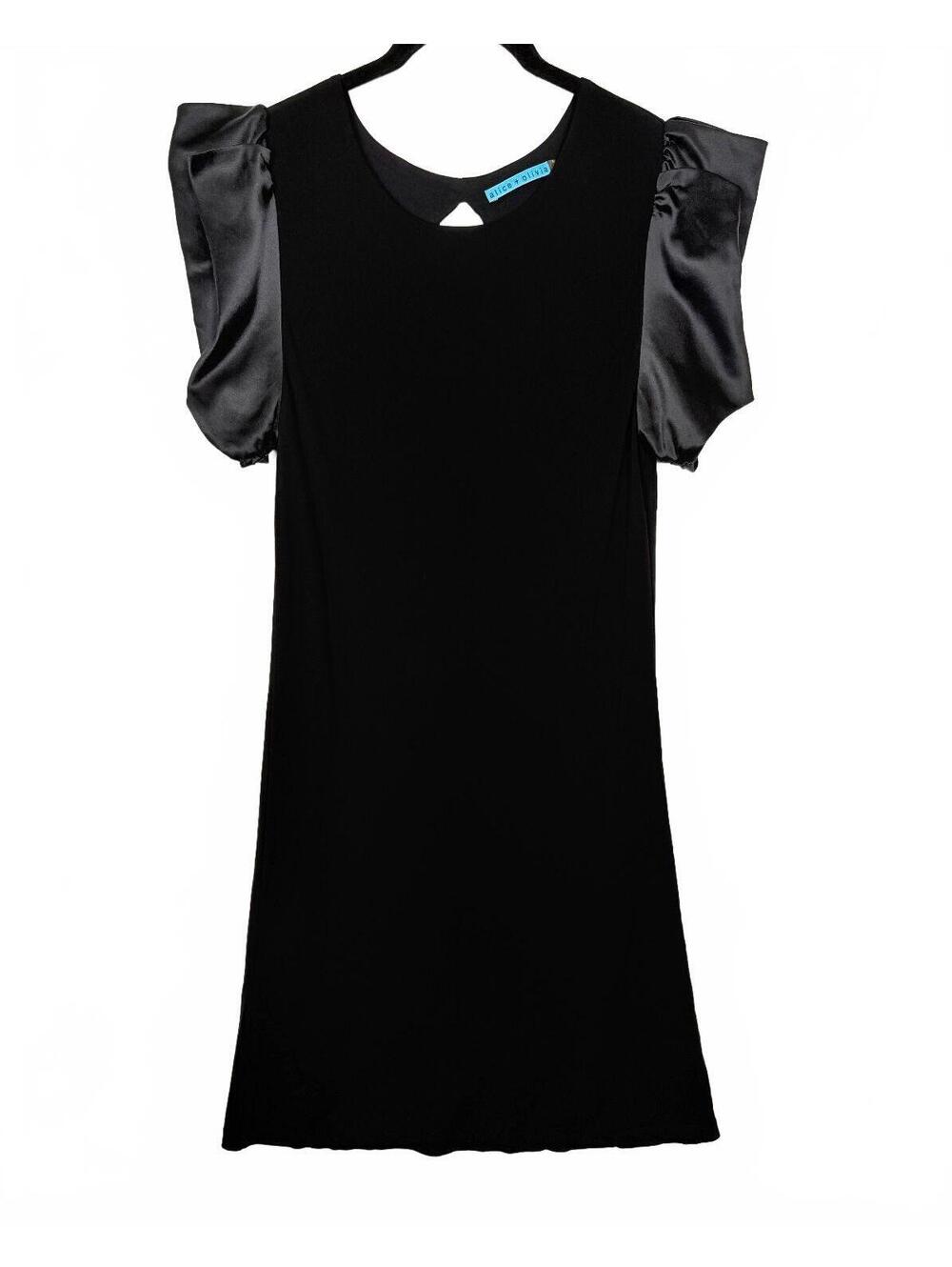 Alice + Olivia Hanita Black Puff Sleeve Shift Mini Party Dress Size XS Women's